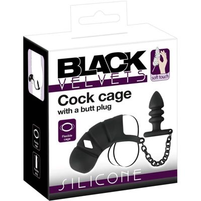 Black Velvets Gabbia pene - Silicone flessibile, Tappo anale, Castità Black Velvets Gabbia pene - Silicone flessibile, Tappo anale, Castità