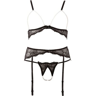 Ensemble de Dentelle Abierta Fina - Poitrine Ouverte avec Perles - Lingerie Ensemble de Dentelle Abierta Fina - Poitrine Ouverte avec Perles - Lingerie