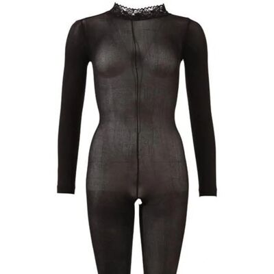 Catsuit noir avec col en dentelle - Collection Cottelli Catsuit noir avec col en dentelle - Collection Cottelli
