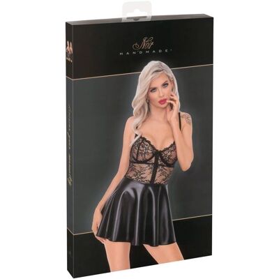 Robe Noir avec Dentelle et Wetlook - M Robe Noir avec Dentelle et Wetlook - M