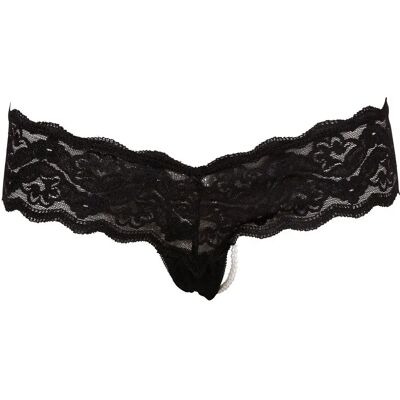 String en dentelle noire avec perles (M) - Collection Cottelli String en dentelle noire avec perles (M) - Collection Cottelli