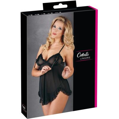 Cottelli Collection Zwarte Babydoll - Ruffles, Verstelbare Bandjes Cottelli Collection Zwarte Babydoll - Ruffles, Verstelbare Bandjes