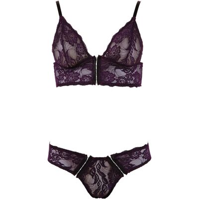 Conjunto de encaje lila Cottelli - Sujetador y braga - S Conjunto de encaje lila Cottelli - Sujetador y braga - S
