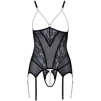 Ensemble guêpière en dentelle noire et perles - Taille : M Ensemble guêpière en dentelle noire et perles - Taille : M