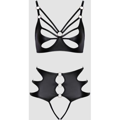 Ensemble de Lingerie en Dentelle Noire Cottelli - Soutien-Gorge Papillon & Culotte Taille Haute - Style Excentrique Ensemble de Lingerie en Dentelle Noire Cottelli - Soutien-Gorge Papillon & Culotte Taille Haute - Style Excentrique
