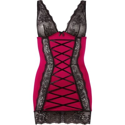 Cottelli Collection Rode kanten chemise met voorbinding - Lingerie Cottelli Collection Rode kanten chemise met voorbinding - Lingerie