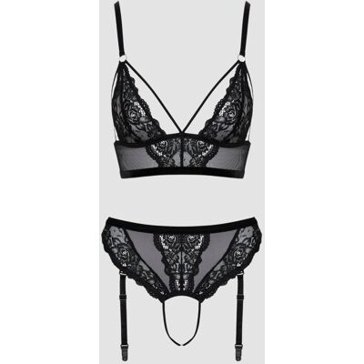 Ensemble de lingerie Cottelli - Ouvert floral en maille et dentelle Ensemble de lingerie Cottelli - Ouvert floral en maille et dentelle