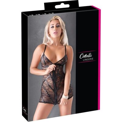 Cottelli Collection Lace Dress - Floral Lace, Wetlook Stripes - Dress Cottelli Collection Lace Dress - Floral Lace, Wetlook Stripes - Dress