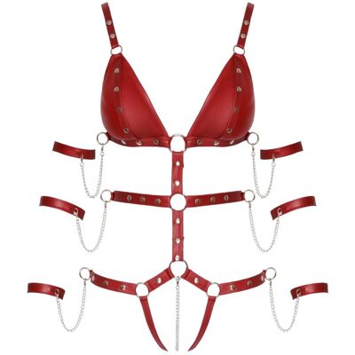Body Bondage Rouge Bad Kitty avec Chaînes Amovibles Body Bondage Rouge Bad Kitty avec Chaînes Amovibles