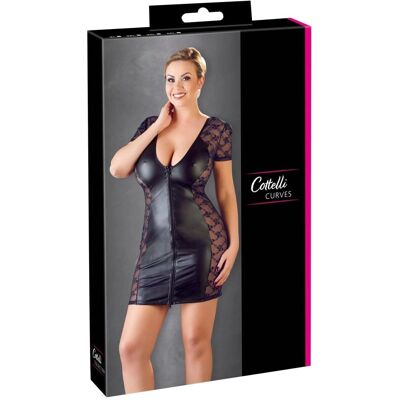 Robe en satin avec dentelle et décolleté en V profond - Grande taille Robe en satin avec dentelle et décolleté en V profond - Grande taille
