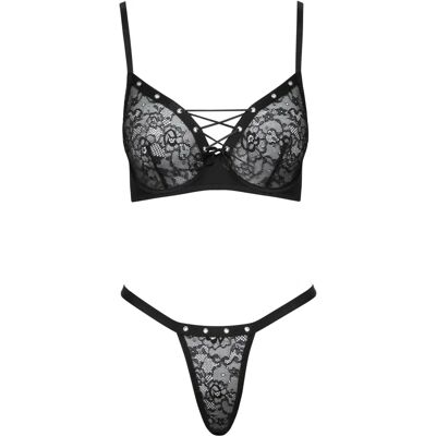 Cottelli Lingerie Set - Zwart kanten met beugel-bh & string Cottelli Lingerie Set - Zwart kanten met beugel-bh & string