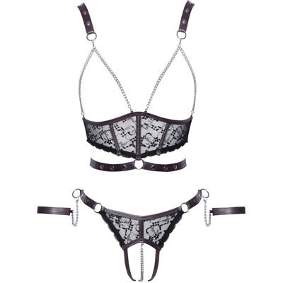Cottelli Bondage Ensemble - Noir/Violet - Ensemble de lingerie Cottelli Bondage Ensemble - Noir/Violet - Ensemble de lingerie