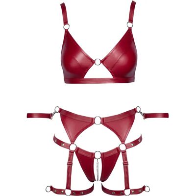 Cottelli - Red Matte Wet Look Crotchless Bra Set - Medium - Publicité Cottelli - Red Matte Wet Look Crotchless Bra Set - Medium - Publicité
