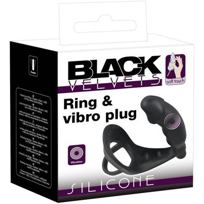Anello vibrante anale e pene in silicone Black Velvets - Impermeabile Anello vibrante anale e pene in silicone Black Velvets - Impermeabile