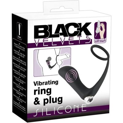 Anello e Plug Velvets Nero - Vibrante Analico Prostata e Perineo Anello e Plug Velvets Nero - Vibrante Analico Prostata e Perineo