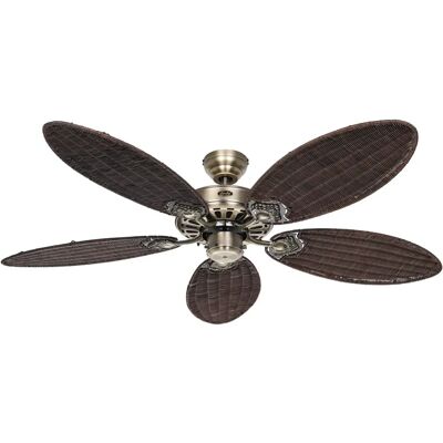 CasaFan Royal 132cm Ventilador de Techo - Latón Antiguo & Ratán CasaFan Royal 132cm Ventilador de Techo - Latón Antiguo & Ratán