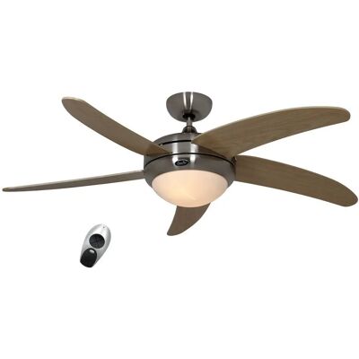 Certeo - Ventilador de techo con luz - Arce/ cromo 132cm Certeo - Ventilador de techo con luz - Arce/ cromo 132cm