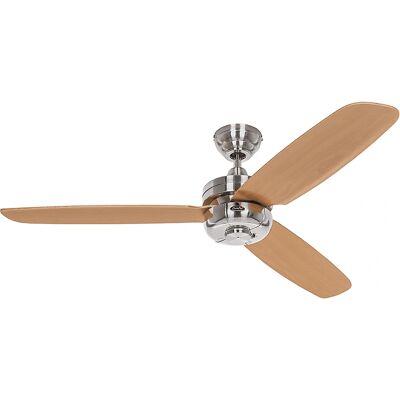 CasaFan Ceiling Fan Night Flight 132cm - Chrome / Beech - 3-Speed CasaFan Ceiling Fan Night Flight 132cm - Chrome / Beech - 3-Speed