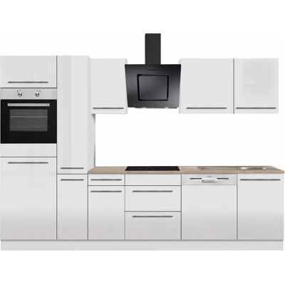 OPTIFIT Bern Weiße Küchenzeile - Hochglanz, 300x60cm - Komplettset OPTIFIT Bern Weiße Küchenzeile - Hochglanz, 300x60cm - Komplettset