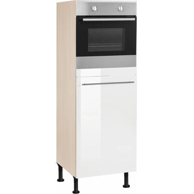 OPTIFIT Bern Küchen Schrank - Weiß Hochglanz & Akazie - 60cm OPTIFIT Bern Küchen Schrank - Weiß Hochglanz & Akazie - 60cm