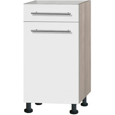 Bern Unterschrank - Höhenverstellbare Füße, Weiß Hochglanz, 40cm breit Bern Unterschrank - Höhenverstellbare Füße, Weiß Hochglanz, 40cm breit