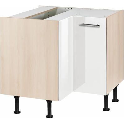 OPTIFIT Bern Eckunterschrank - Weiß Hochglanz/Akaziefarben - 90x87x58,4cm OPTIFIT Bern Eckunterschrank - Weiß Hochglanz/Akaziefarben - 90x87x58,4cm