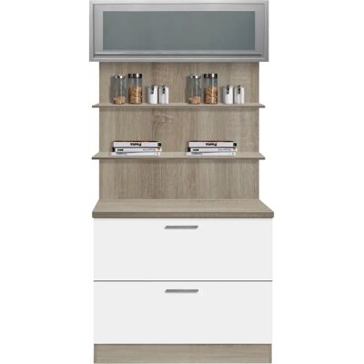 OPTIFIT Kalmar Küchenbuffet - Eiche-hell sigerau, weiß, 100x60x207 cm OPTIFIT Kalmar Küchenbuffet - Eiche-hell sigerau, weiß, 100x60x207 cm