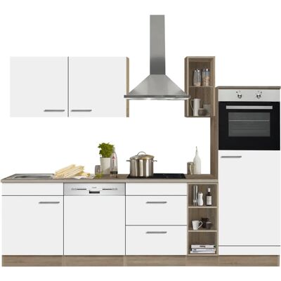 Optifit Kalmar Küchenzeile - Weiß & Hell Eiche - 270cm x 60cm - Küche Optifit Kalmar Küchenzeile - Weiß & Hell Eiche - 270cm x 60cm - Küche