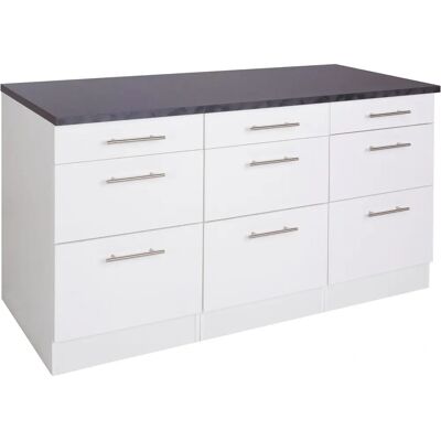 OPTIFIT Tula Küchenunterschrank - 150cm Weiß Glanz/Anthrazit - Küchenschrank OPTIFIT Tula Küchenunterschrank - 150cm Weiß Glanz/Anthrazit - Küchenschrank
