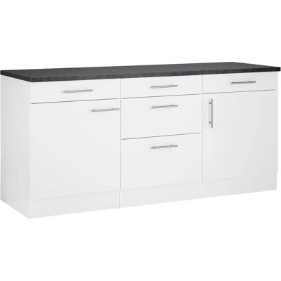 OPTIFIT Mini Küchenunterschrank - Weiß, 180x60x84.8 cm, 2 Stück, mit Metallgriffen OPTIFIT Mini Küchenunterschrank - Weiß, 180x60x84.8 cm, 2 Stück, mit Metallgriffen