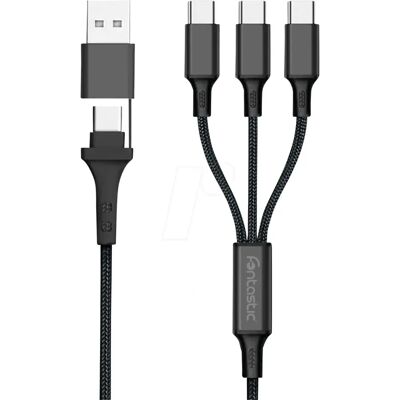 FONTASTIC - 263385 - USB-A USB-C - 3x USB-C - Cable de carga FONTASTIC - 263385 - USB-A USB-C - 3x USB-C - Cable de carga
