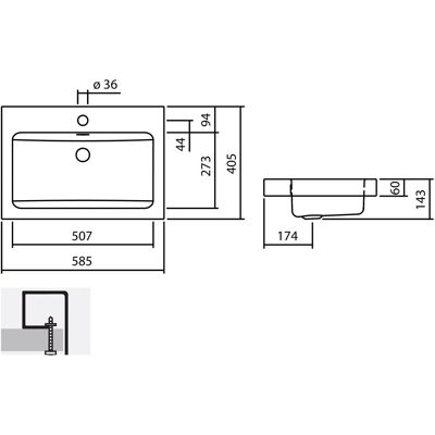 Alape Top Basin - Rechteckig 585x143x405mm - Aufsatzbecken Alape Top Basin - Rechteckig 585x143x405mm - Aufsatzbecken