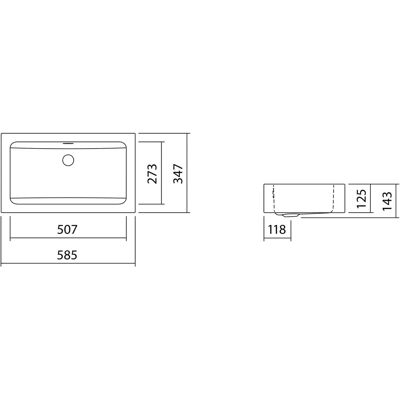 Alape WT.PR585 - Wandmontierter Rechteckwaschbecken Alape WT.PR585 - Wandmontierter Rechteckwaschbecken