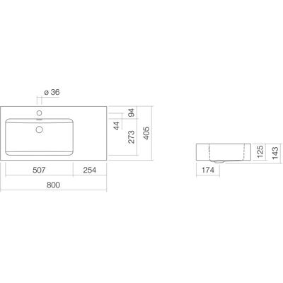 Alape WT.PR800H.L - Wandmontierter Rechteck-Waschtisch - Badezimmerbecken Alape WT.PR800H.L - Wandmontierter Rechteck-Waschtisch - Badezimmerbecken