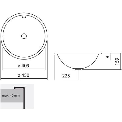 Alape Vasque encastrée EB.K450 - Circulaire, 45cm, Blanc - Lavabo de salle de bain - Publicité Alape Vasque encastrée EB.K450 - Circulaire, 45cm, Blanc - Lavabo de salle de bain - Publicité