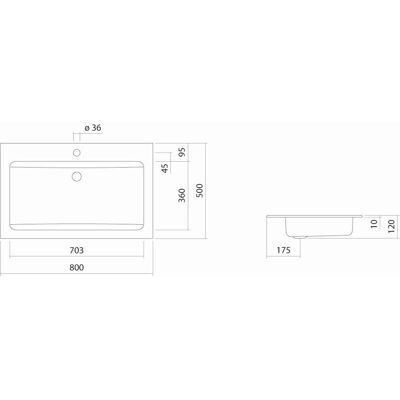 Alape EBR800H Einbaubecken - Rechteckig, 800x500mm, Weiß - Badewanne Alape EBR800H Einbaubecken - Rechteckig, 800x500mm, Weiß - Badewanne