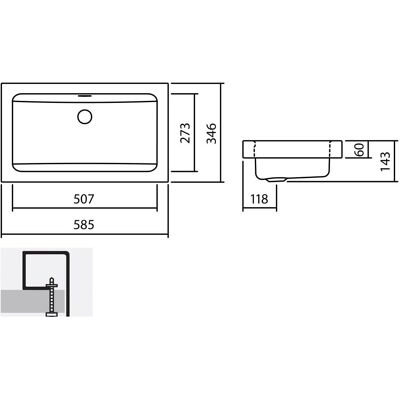 Alape AB.R585.1 Lavabo à poser - Rectangulaire, Blanc - Publicité Alape AB.R585.1 Lavabo à poser - Rectangulaire, Blanc - Publicité