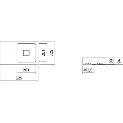 Alape WT.QS525.R Wandmontage Rechteck Waschbecken Weiß Alape WT.QS525.R Wandmontage Rechteck Waschbecken Weiß