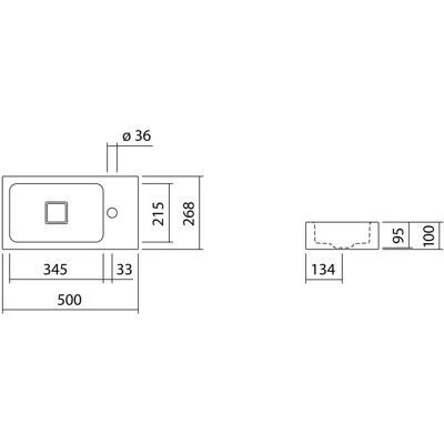Alape WT.XS500H.L Wandwaschbecken - rechteckig Alape WT.XS500H.L Wandwaschbecken - rechteckig
