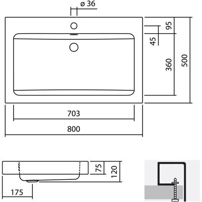 Alape AB.R800H - Lavabo rectangulaire avec trou de robinet centré - Publicité Alape AB.R800H - Lavabo rectangulaire avec trou de robinet centré - Publicité