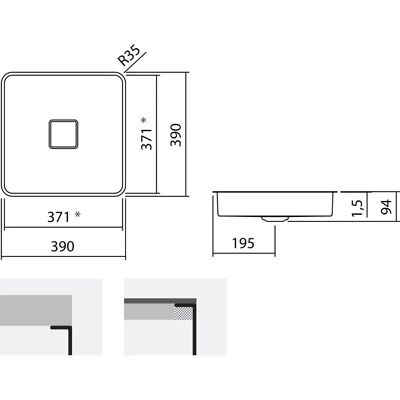 Alape UB.Q450 Weiß - Quadratisches Unterbaubecken Alape UB.Q450 Weiß - Quadratisches Unterbaubecken