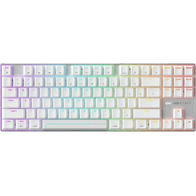 Cherry MX 8.2 PRO TMR Draadloos Toetsenbord - US-International - Zilver, Wit Cherry MX 8.2 PRO TMR Draadloos Toetsenbord - US-International - Zilver, Wit