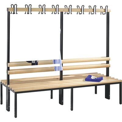 C+P BASIC doppelseitiges Umkleidebank - Buche, Stahl, Schwarz - Umkleidebank C+P BASIC doppelseitiges Umkleidebank - Buche, Stahl, Schwarz - Umkleidebank