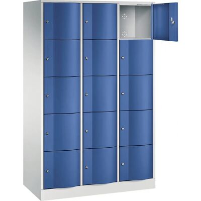 Armoire en acier verrouillable - 5 compartiments - Gris & Bleu - Publicité Armoire en acier verrouillable - 5 compartiments - Gris & Bleu - Publicité
