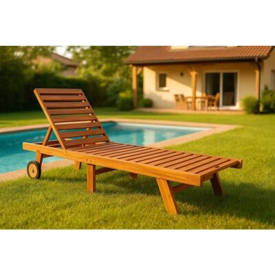 Divero állítható teak napozóágy - Kerti bútorok Divero állítható teak napozóágy - Kerti bútorok
