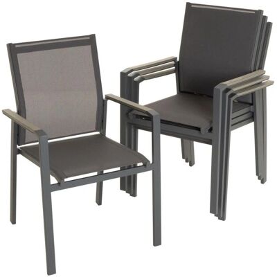 Generic - Grey Stackable Chairs 4pc - Garden chair set Generic - Grey Stackable Chairs 4pc - Garden chair set