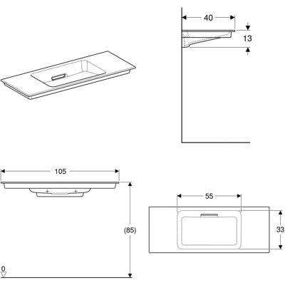 Geberit One Wandwaschtisch Kompakt 105x40cm - Wandwaschtisch Geberit One Wandwaschtisch Kompakt 105x40cm - Wandwaschtisch