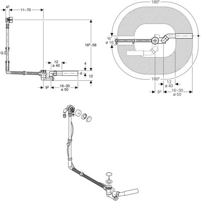 Geberit D52 Badewannenablauf Geberit D52 Badewannenablauf