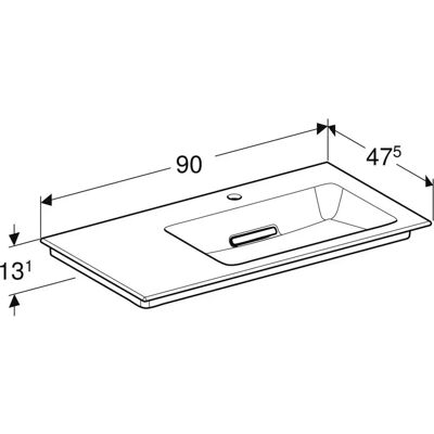 Geberit Weiß 90cm Horizontal Waschbecken mit links Ablage - Waschbecken Geberit Weiß 90cm Horizontal Waschbecken mit links Ablage - Waschbecken