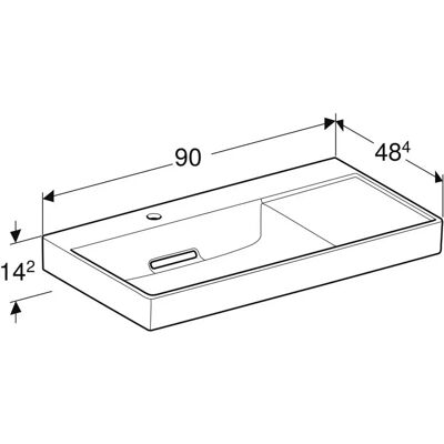 Keramag Geberit one Waschbecken - Horizontaler Abgang - Rechte Ablage - 90x14,2x48cm Keramag Geberit one Waschbecken - Horizontaler Abgang - Rechte Ablage - 90x14,2x48cm